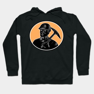 Coal Miner Carry Pick Axe Woodcut Hoodie